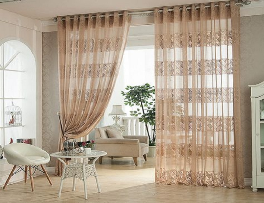 room with curtains
